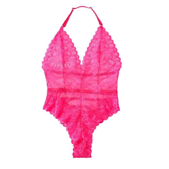Jurebecia Body Lingerie Dentelle Femme Col V Sling S Duisant