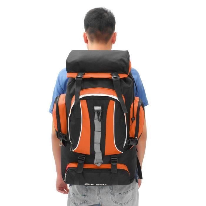 TEMPSA 60 L Etanche Sac à Dos Extérieur Confortable Nylon Large Escalade Randonnée Voyage Orange