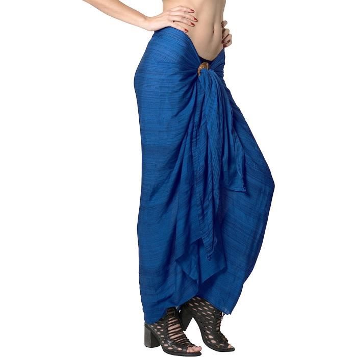 Robe De Plage Bikini De Plage Pour Femme Pareo Long Cover Up Tablier Wrap Swimsuit Sarong Bleu