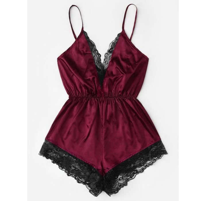 Ensemble De Lingerie Pour Femme En Satin Rouge Vif Rouge Vif Cdiscount Pr T Porter