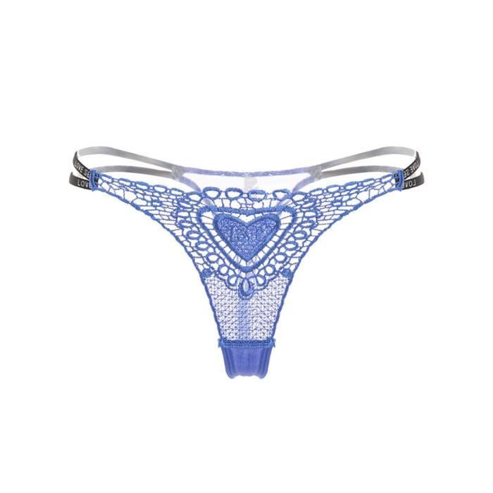 Femmes Floral Broderie Maille Sheer Culottes Sous Vêtements Lingerie Slips Strings n Bleu