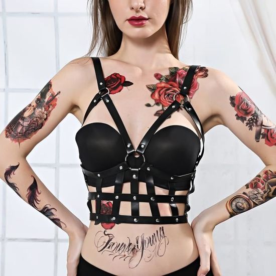 Ensembles De Jarretelles Pour Femmes Lingerie Bdsm Bas Cuir Harnais