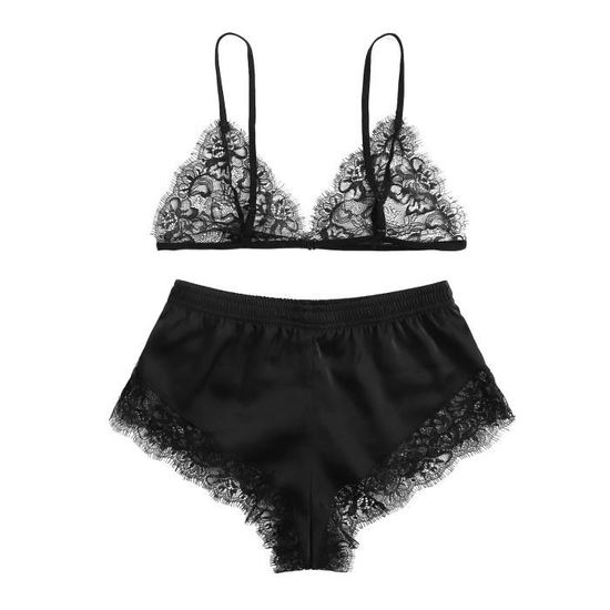 Mesdames Mode Sexy Lingerie Dentelle Creux Exquis Soutien Gorge Short Sous Vêtements Ensemble