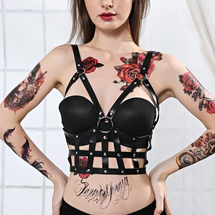 Ensembles De Jarretelles Pour Femmes Lingerie Bdsm Bas Cuir Harnais