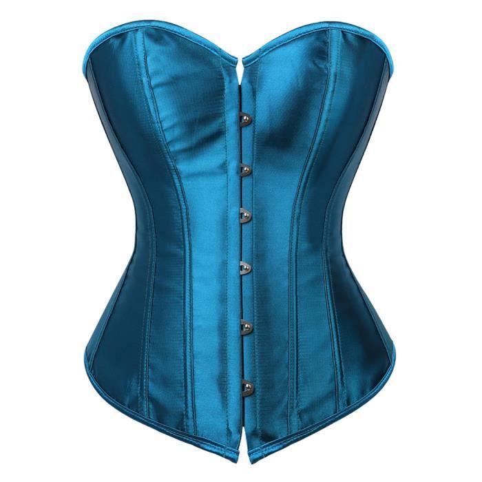 Corset Et Bustier En Satin Dor Pour Femme Corsage Victorien Bleu Lingerie Sexy Grande Taille