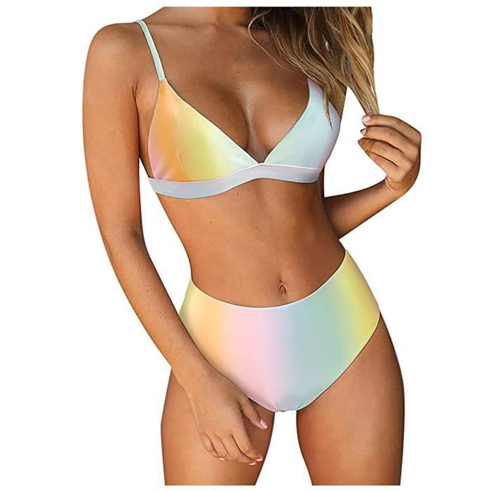 Maillot De Bain Ensemble De Maillots De Bain Deux Pi Ces Imprim Bikini Pour Femmes Sexy Bleu