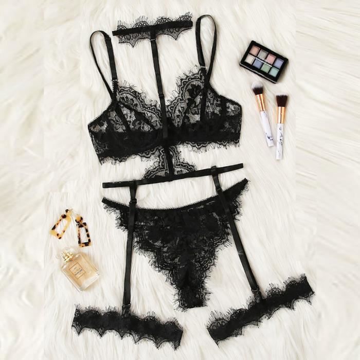 Soutien Gorge En Lingerie Sexy En Dentelle Exquise Jarreti Re Slips