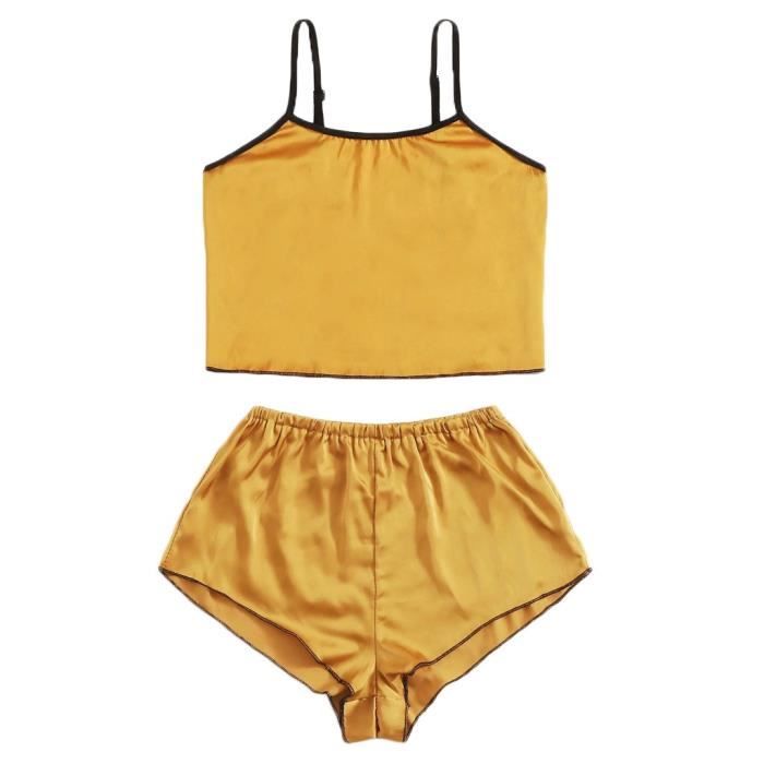 Nouveaux shorts en satin de soie pour femmes ensemble de vêtements de nuit pyjamas lingerie