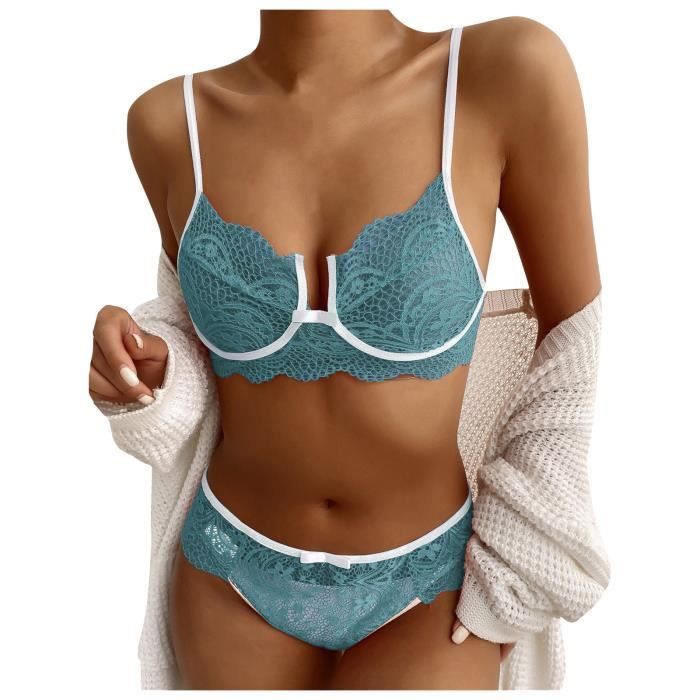 Femmes Grande Taille Lingerie Corset Dentelle Floral Bralette Soutien Gorge Deux Pi Ces Sous