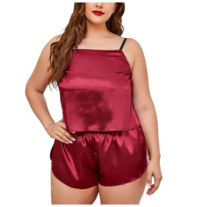 Grande Taille Mesdames Sexy Lingerie Satin Dentelle Sling Split