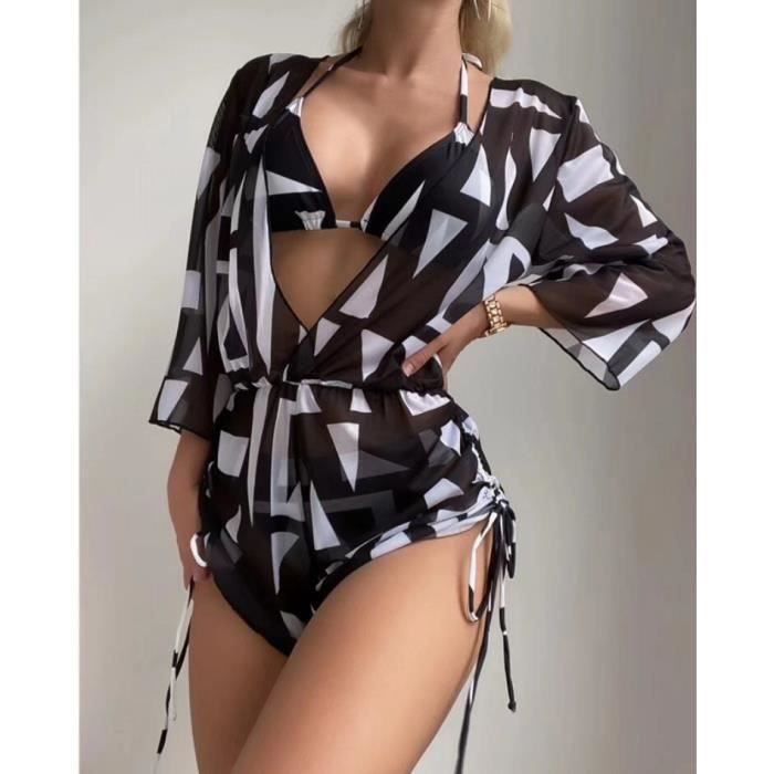 Maillot De Bain Nouveau Femme Maillot De Bain Pi Ces Imprim Avec Bikini Taille Haute