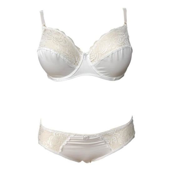 Ensemble Soutien Gorge E Culotte Blanc Bord Dentelle Lingerie Grande Taille Blanc Cdiscount