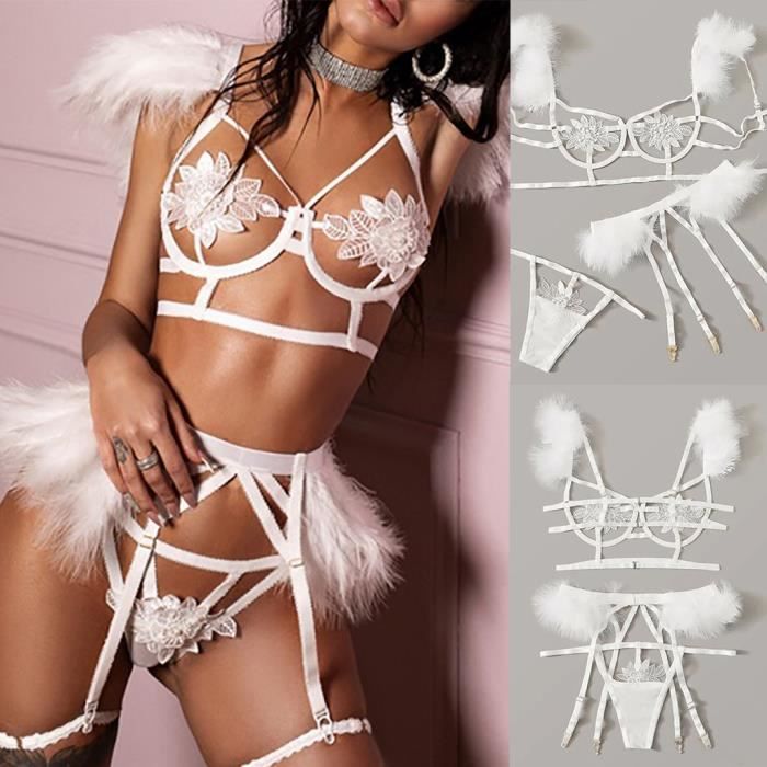 Soutien Gorge En Lingerie Sexy En Maille Exquise Jarreti Re Slips