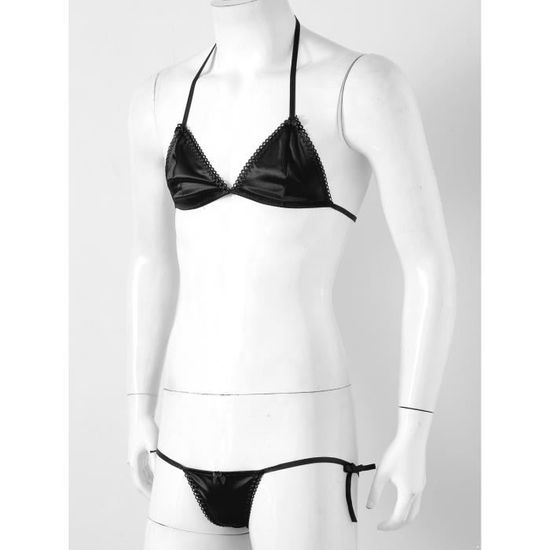 Iixpin Ensemble Lingerie Sissy Homme Sexy Bikini Dos Nu Sous V Tement