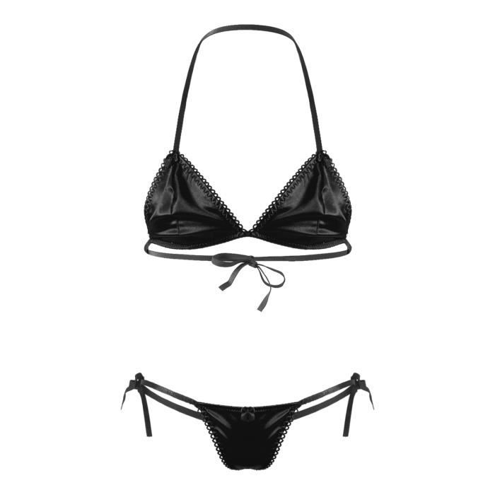 Iixpin Ensemble Lingerie Sissy Homme Sexy Bikini Dos Nu Sous vêtement