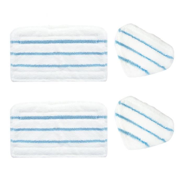 Lot de 4 Kit des Lingettes Microfibres Rectangulaires et Triangulaires pour les Balais Vapeur Black+Decker FSM1630 Deluxe