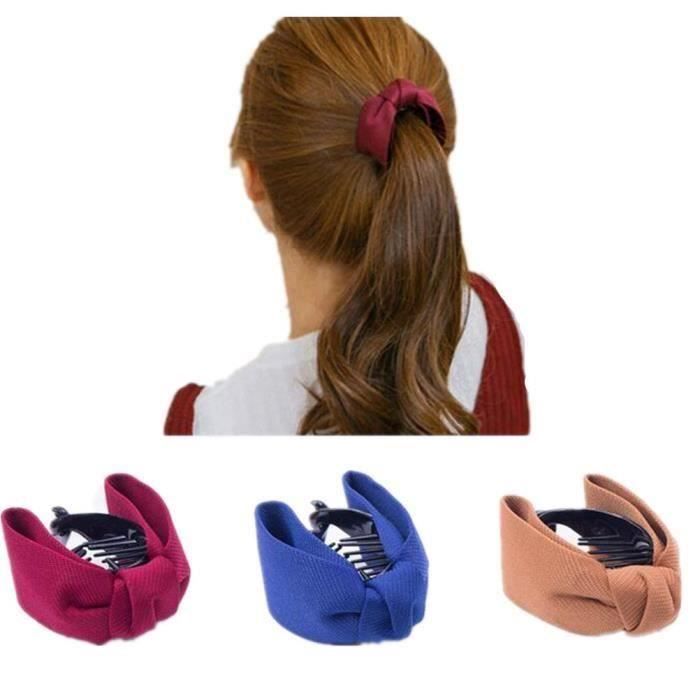 3 pcs Papillon Chiffon Banana Femme Fille Pince à cheveux barrette Accessoires Pique à cheveux queue de cheval support**BCD14962