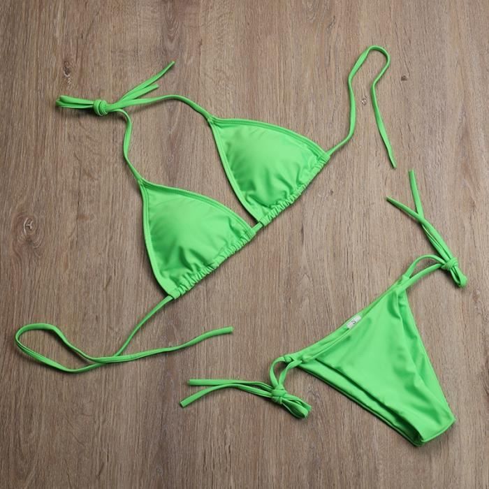 Maillot De Bain Sexy Maillots De Bain Femmes N On Vert Orange Push Up Rembourr String Bikini