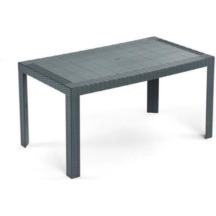 Table de jardin rectangulaire Urano - 6 places - 140 x 80 x 72,4 cm - Gris anthracite