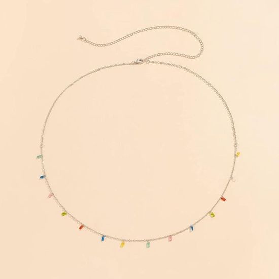 Cha Nes De Corps Color Cristal Gland Pendentif Collier Taille Cha Ne Bikini Pour Femmes