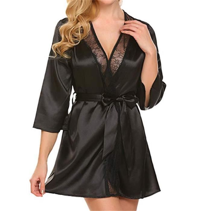 Robe de Chambre Femmes Lingerie Sexy Vêtements Nuit en Dentelle Sous