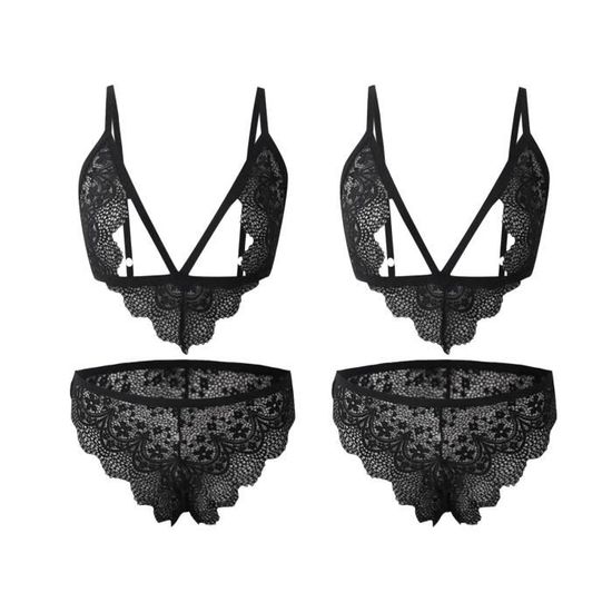 Ensemble Brassiere Et Culotte Pcs Pour Femme Lingerie Dentelle Bandage
