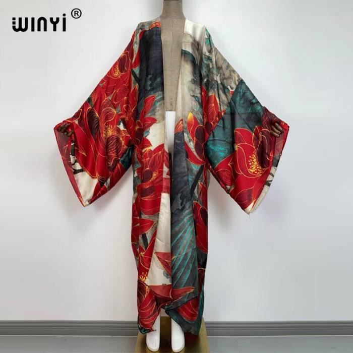 Robe De Plage Winyi Cardigan Manches Chauve Souris Pour Femmes Bikini