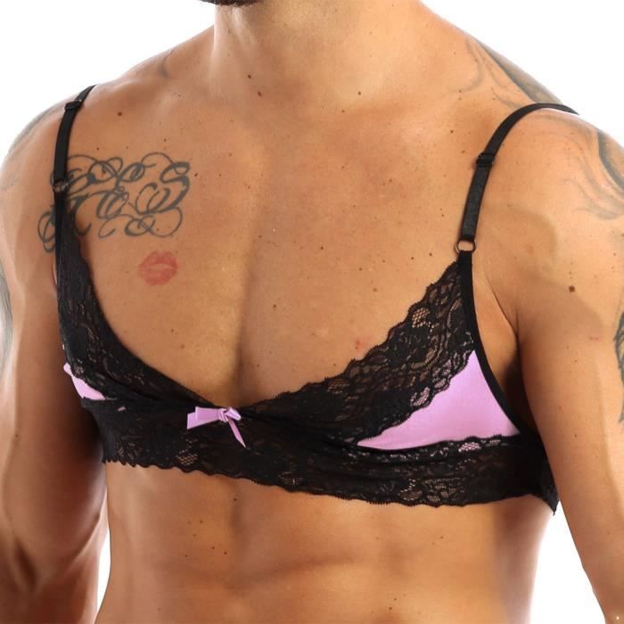Yizyif Ensemble Lingerie Sissy Homme Sexy Dentelle String Et Soutien