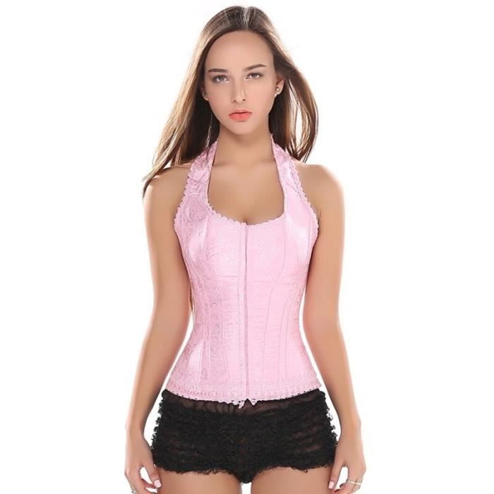Bustier Femme Bustier Amincissant Rose Lingerie Sexy Avec Appliques