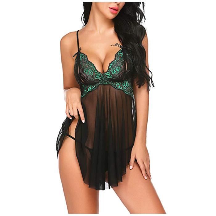 Sasaquoy Nuisette Deshabille Femmes Sling Dentelle Imprimé Lingerie