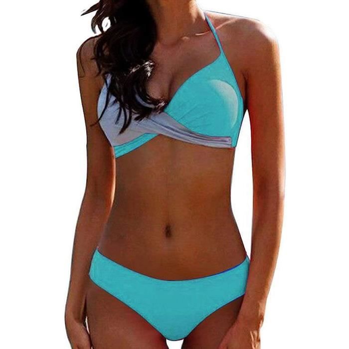 Bikini Femme Vert Maillot De Bain Deux Pi Ces Push Up Triangle Amincissant Flor Al Chic Vert