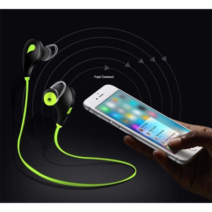 Ecouteurs Bluetooth Sport pour SONY Xperia L1 Smartphone Sans Fil Bouton Son Kit Main Libre INTRA-AU - Couleur:JAUNE
