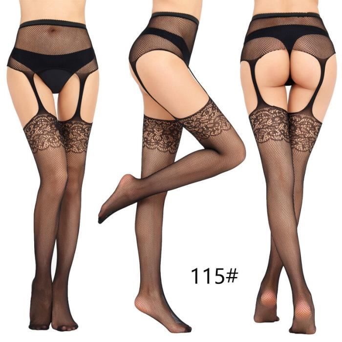 Bas Mis Bas Lingerie Sexy Pour Femmes Bas Rotiques Maille Entrejambe Ouvert Culotte En