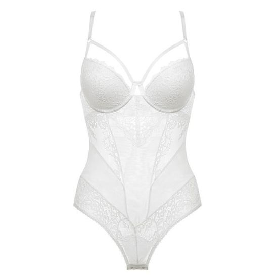Ensemble Lingerie Dentelle Florale Blanc Maintien Parfait Bretelles Ajustables Blanc