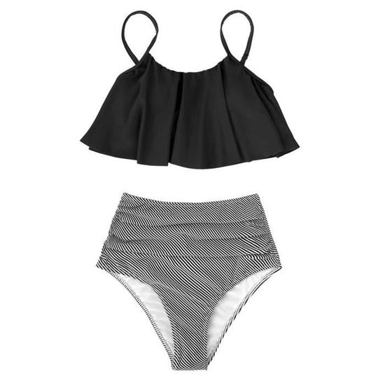 MAILLOT DE BAIN CUPSHE jaune Falbala réservoir taille haute Bikini