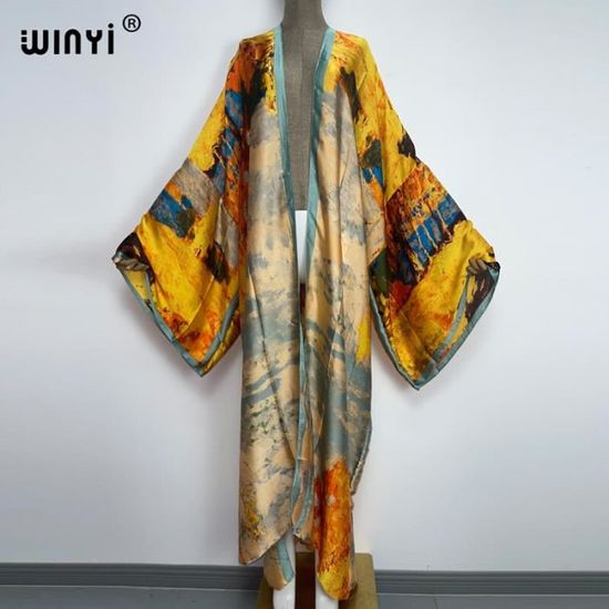 Robe De Plage Winyi Cardigan Manches Chauve Souris Pour Femmes Bikini