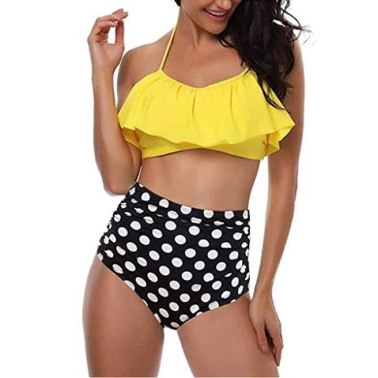 Maillot De Bain Femme Pieces Taille Haute Push Up Bikini Set