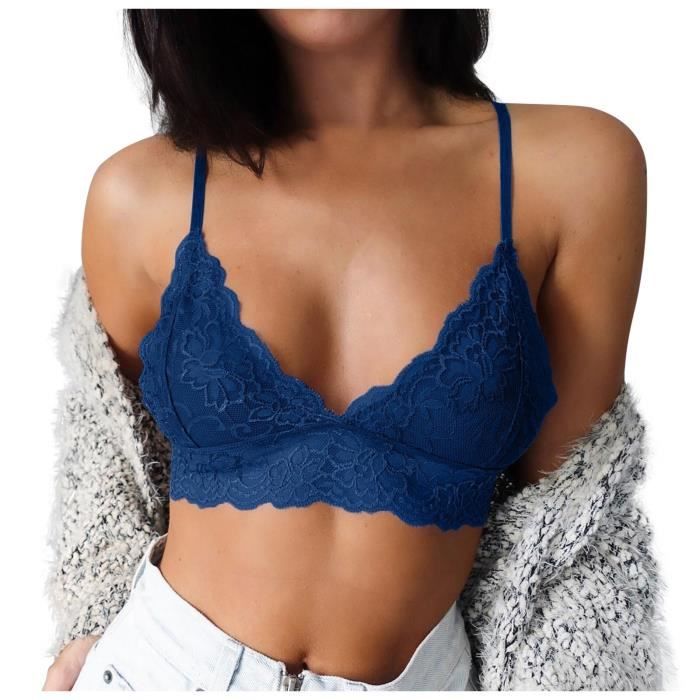 Soutien Gorge Femmes Plus La Taille Gilet Crop Sans Fil Lingerie Sexy Col En V Sous V Tements