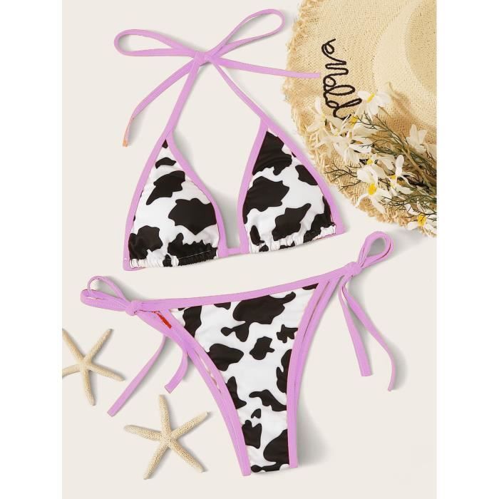 MAILLOT DE BAIN Maillot de bain deux pièces imprimé vache Sexy Bikini