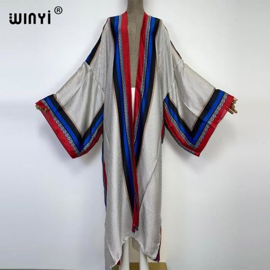 Robe De Plage Winyi Cardigan Manches Chauve Souris Pour Femmes Bikini