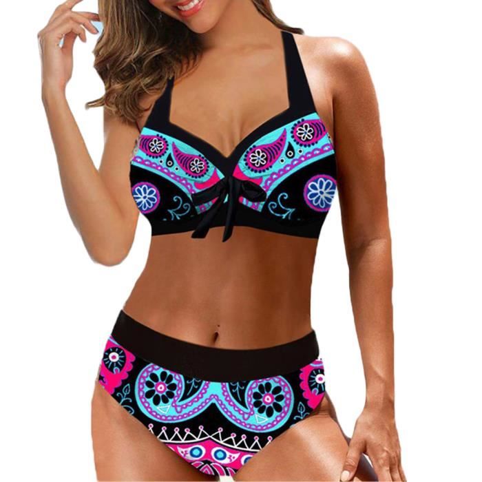 Maillots De Bain Femmes Pieces Push Up Bikini Sets Imprim Ensemble