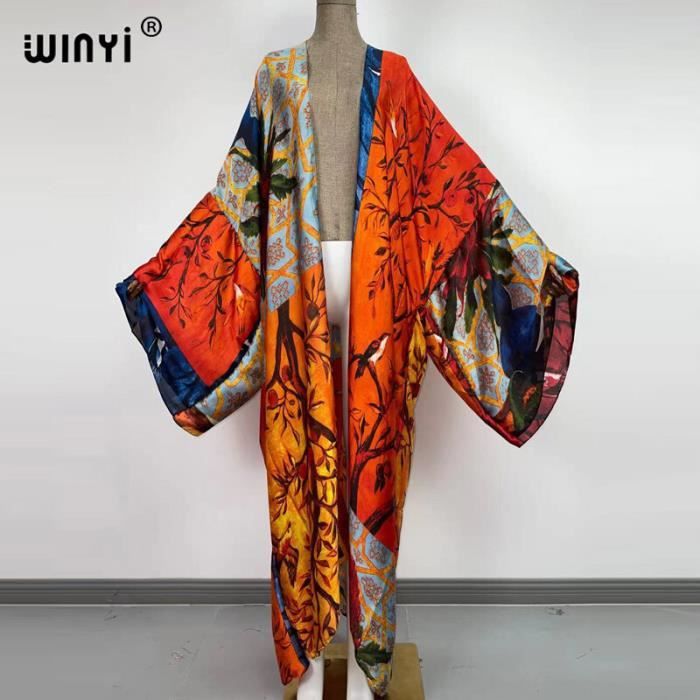 Robe De Plage Winyi Cardigan Manches Chauve Souris Pour Femmes Bikini