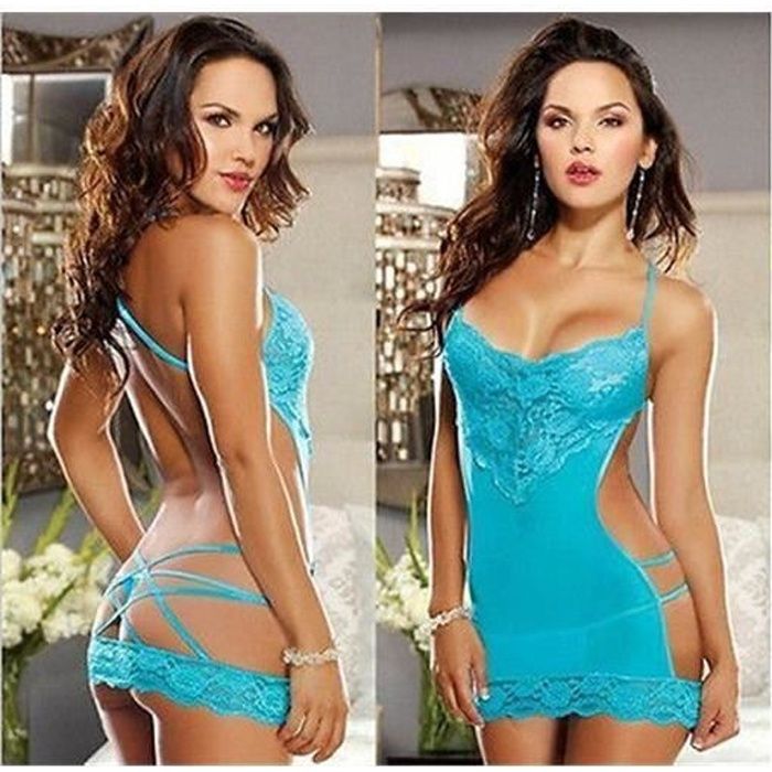 Mme Lingerie Sexy Lingerie En Dentelle Robe De Swissant Bleu Bleu Cdiscount Pr T Porter