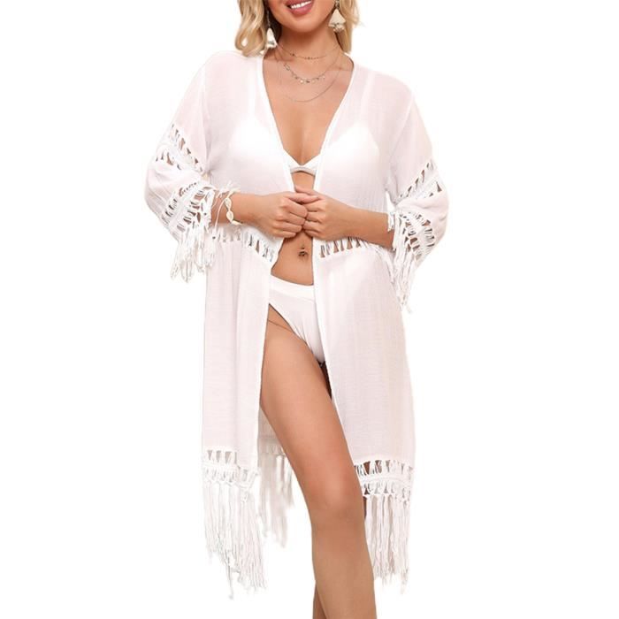 Bloomer Cache Couche Bikini Cover Up Hollow Out Tassels Dames Robe De