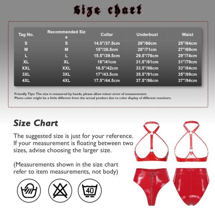 Yonghs Femme Ensemble Lingerie Sexy Cuir Verni Coquine Soutien Gorge