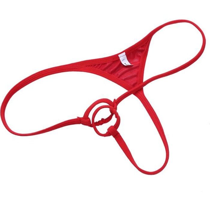String Tanga Hommes Sexy Avec Anneau Penis Lingerie Ouverte Cuir Verni