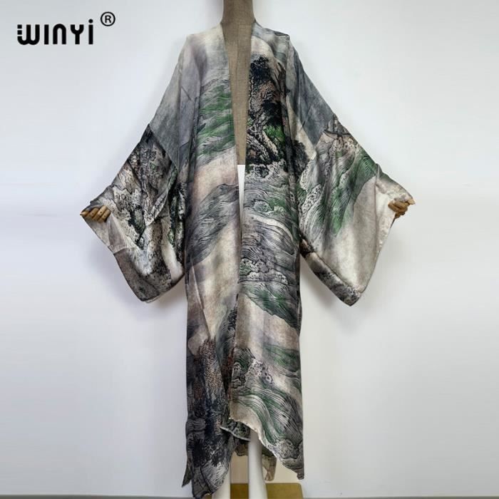 Robe De Plage Winyi Cardigan Manches Chauve Souris Pour Femmes Bikini
