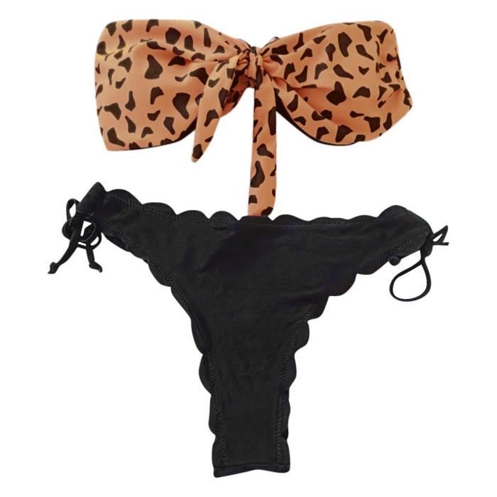 Femmes Sexy Leopard Bikini Maillot De Bain Maillots Deux Pi Ces Ensemble Kaki Cdiscount Sport