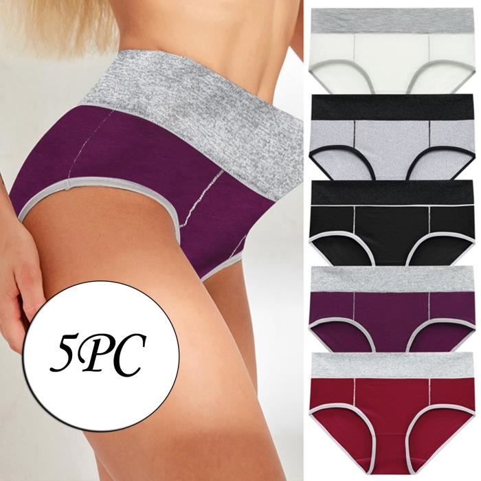 PC femmes couleur unie patchwork slips culottes sous vêtements bikini caleçons Multicolore