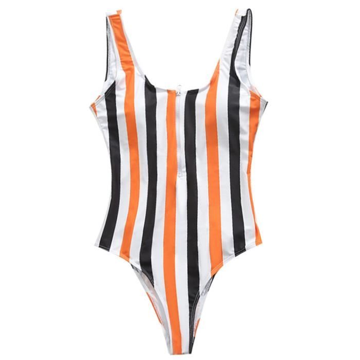 MAILLOT DE BAIN Femmes Bikini à rayures taille maillot de maillot de bain slim monokini slim